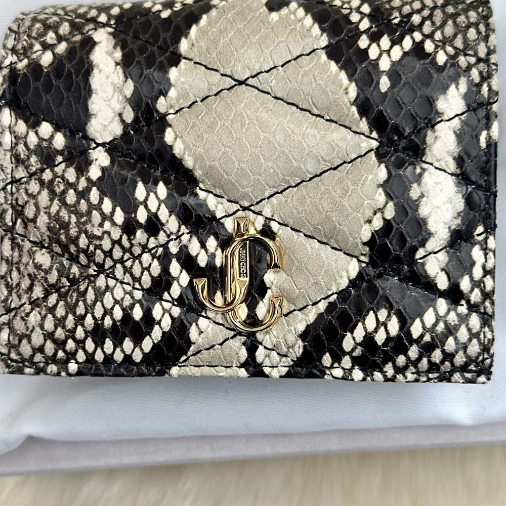 Jimmy Choo Farone Animal Print Leather Card Case Wallet